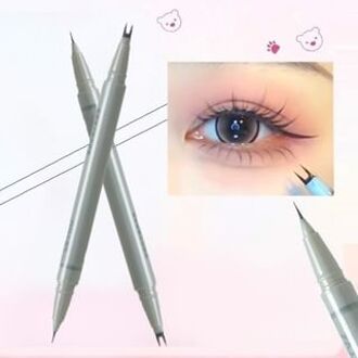 Ultra-Fine Dual End 2 Claw Liquid Eyeliner - 2 Colors #Y02 Grayish brown + dark brown