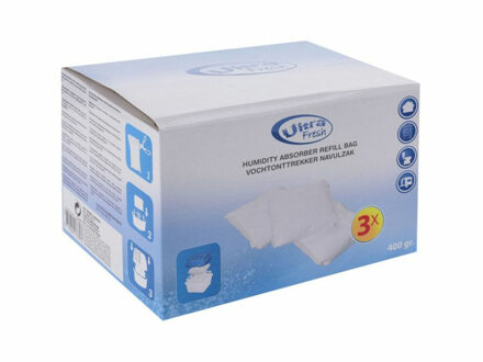 Ultra Fresh vochtopnemer navulling - 3x 400 gram - vochtontrekker