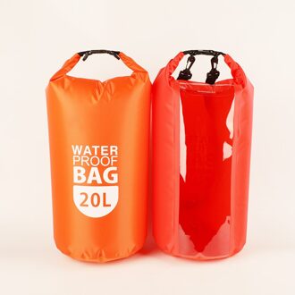 Ultra Licht Transparant Venster Pvc Waterdichte Tas Draagbare Een Schouder Dry Bag Opslag Reizen Zwemmen Drifting Tas oranje 20L