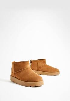 Ultra Mini Laarzen Met Nepbontvoering, Chestnut - 41