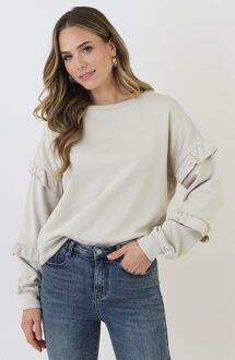 Ultra Pofmouw Ruffle Sleeve Sweater Beige