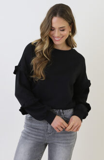 Ultra Pofmouw Ruffle Sleeve Sweater Zwart