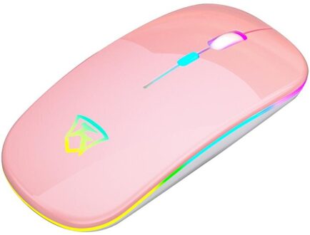 Ultra Slim Oplaadbare Draadloze Muis Gaming Muis Stille Muizen Usb Optische Gaming Muis Voor Desktop Laptop Pc Muis Gamer roze kleur