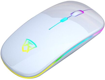 Ultra Slim Oplaadbare Draadloze Muis Gaming Muis Stille Muizen Usb Optische Gaming Muis Voor Desktop Laptop Pc Muis Gamer wit kleur