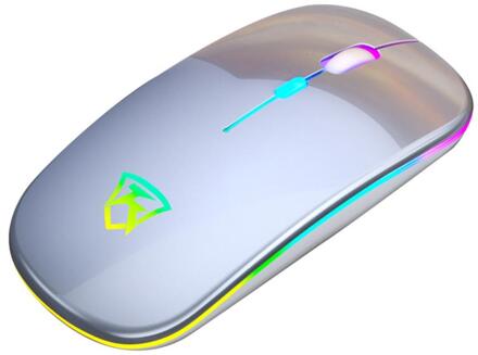 Ultra Slim Oplaadbare Draadloze Muis Gaming Muis Stille Muizen Usb Optische Gaming Muis Voor Desktop Laptop Pc Muis Gamer zilvere kleur