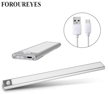 Ultra-thin PIR Motion Sensor LED Under Cabinet Light USB Rechargeable Uniform Lighting Wardrobe Cupboard Closet night light