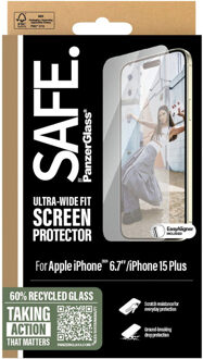Ultra-Wide Fit Screenprotector voor de Apple iPhone 16 Plus / 15 Plus Transparant