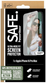 Ultra-Wide Fit Screenprotector voor de Apple iPhone 16 Pro Max Transparant