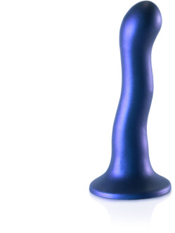 Ultra Zachte Siliconen Curve G-Spot Dildo - 7'' / 17 cm - Metallic Blauw