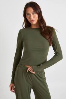 Ultra Zachte Top Met Lange Mouwen, Khaki - 44