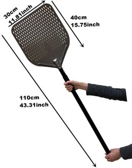 Ultral Grote Pizza Schil Met Lange Handvat Aluminium Schop Lifter Voor Pizza Ovens Zwarte Kleur 12duim