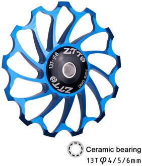 Ultralight Aluminium Fiets Derailleur Bike Bearing Neuswiel Achterderailleur Katrollen Outdoor Fiets Onderdelen blauw