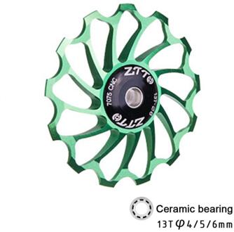Ultralight Aluminium Fiets Derailleur Bike Bearing Neuswiel Achterderailleur Katrollen Outdoor Fiets Onderdelen groen