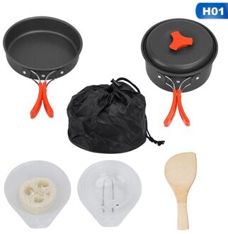Ultralight Camping Pannenset Outdoor Koken Puinhoop Kit Pot Pannen Kamp Waterkoker Draagbare Voor Backpacken Trekking Picknick H01