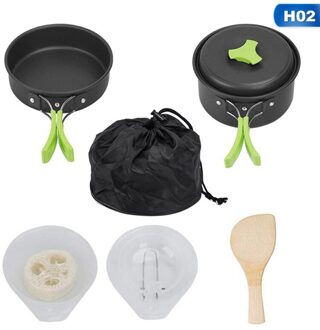 Ultralight Camping Pannenset Outdoor Koken Puinhoop Kit Pot Pannen Kamp Waterkoker Draagbare Voor Backpacken Trekking Picknick H02