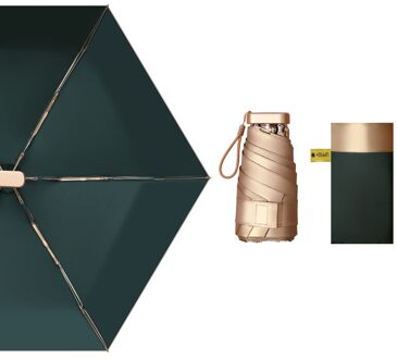 Ultralight Mini Platte Paraplu Draagbare Zes Vouwen Duidelijke Paraplu Regen Vrouwen Kleine Mannen Paraplu Kids Sun Protect Anti Uv Parasol donker groen