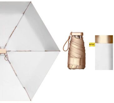 Ultralight Mini Platte Paraplu Draagbare Zes Vouwen Duidelijke Paraplu Regen Vrouwen Kleine Mannen Paraplu Kids Sun Protect Anti Uv Parasol licht wit