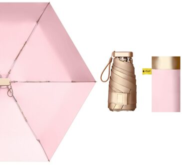 Ultralight Mini Platte Paraplu Draagbare Zes Vouwen Duidelijke Paraplu Regen Vrouwen Kleine Mannen Paraplu Kids Sun Protect Anti Uv Parasol roze