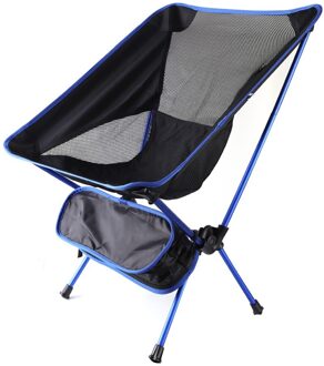 Ultralight Opvouwbare Camping Stoel Draagbare Vissen Picknick Maan Stoelen Opvouwbare Bbq Wandelen Reizen Rugleuning Seat Outdoor Gereedschap blauw