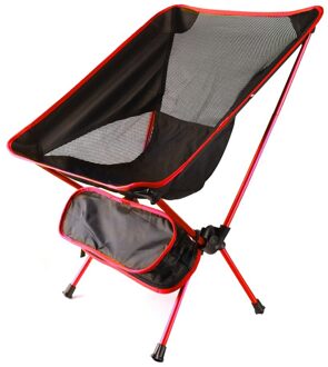 Ultralight Opvouwbare Camping Stoel Draagbare Vissen Picknick Maan Stoelen Opvouwbare Bbq Wandelen Reizen Rugleuning Seat Outdoor Gereedschap rood