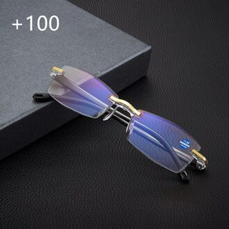 Ultralight Randloze Anti Blauw Licht Leesbril Straling Computer Presbyopie Lezers Spectacleso Lezer Bril 100 dgree