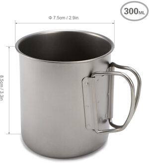 Ultralight Titanium Cup Outdoor Camping Picknick Water Cup Mok Opvouwbare Handvat Outdoor Camping Pot Koken Potten Picknick Pot 300ML