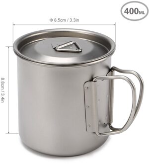 Ultralight Titanium Cup Outdoor Camping Picknick Water Cup Mok Opvouwbare Handvat Outdoor Camping Pot Koken Potten Picknick Pot 400ML