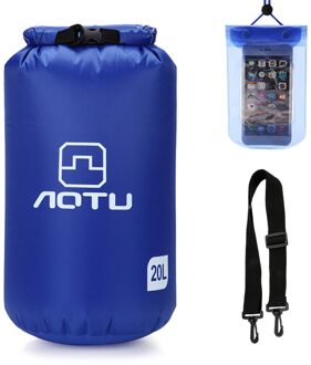 Ultralight Waterdichte Dry Bag 20L Droog Compressie Zak Met Waterdichte Telefoon Case Voor Kajakken Camping Vissen Surfen Rafting blauw