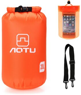 Ultralight Waterdichte Dry Bag 20L Droog Compressie Zak Met Waterdichte Telefoon Case Voor Kajakken Camping Vissen Surfen Rafting oranje