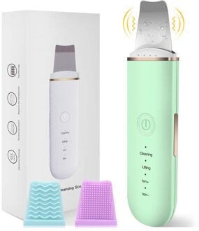 Ultrasone Huid Scrubber Comedondrukker Ion Diepe Gezicht Reiniging Schop Gezicht Spatel Cavitatie Peeling Ems Huid Reinigen 02 groen