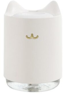 Ultrasone Luchtbevochtiger 320Ml Mini Kat Usb Aroma Diffuser Met Romantische Nachtlampje Hydratatie Voor Home Office Auto Air purifier wit