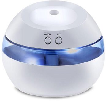 Ultrasone Mini Luchtbevochtiger 300Ml Usb Aroma Essentiële Olie Diffuser Thuis Auto Fogger Mist Maker Met Led Night Lamp wit