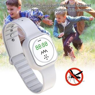 Ultrasone Muggen Armband Usb Oplaadbare Draagbare Smart Horloge Voor Outdoor Wandelen Vissen Camping wit