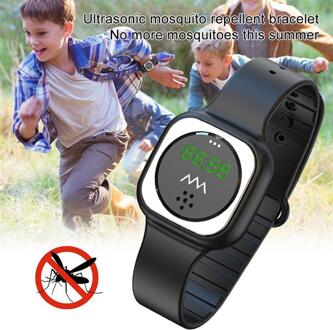 Ultrasone Muggen Armband Usb Oplaadbare Draagbare Smart Horloge Voor Outdoor Wandelen Vissen Camping zwart