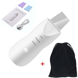 Ultrasound Facial Vlekken Rimpel Schop Ultrasone Huid Scrubber Comedondrukker Stofzuiger Sets Porie Neus Lift Extractor wit zak