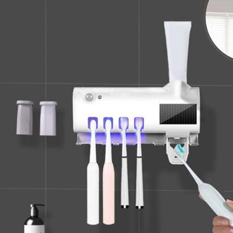Ultraviolet Lamp Tandenborstelhouder Sterilisator Muur Gemonteerde Abs Pp Schoon Automatische Tandpasta Squeezer Badkamer Supply
