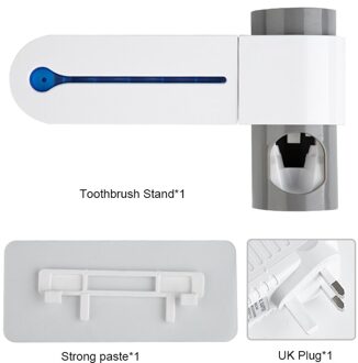 Ultraviolet Tandenborstel Sterilisator Tandpasta Dispenser Antibacteria Tandenborstelhouder Automatische Badkamer Tandpasta Squeezers UK plug