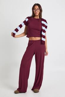 Ultrazachte Broek Met Wijde Pijpen, Burgundy - 38