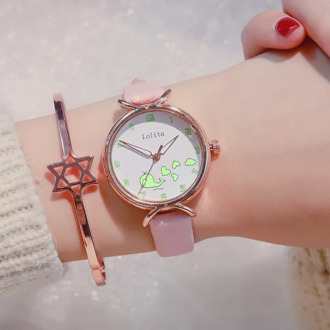 Ulzzang Fashion Brand Creative Luminous Children's Watch Girl Kids Watches Cute Cartoon Student Quartz Leather Clock