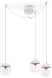 UMAGE Acorn hanglamp, wit/koper, 3 lampen wit, gepolijst koper, helder