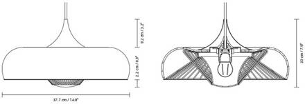 UMAGE Chordis hanglamp, messing, staal, glas, E27 messing, helder, zwart