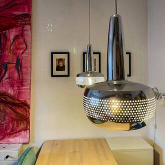 UMAGE Clava hanglamp staal, Cannonball wit staal gepolijst, wit