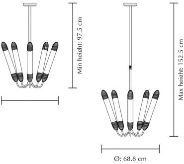 UMAGE hanglamp Lemon Squeeze lang, staal, Ø 85,6 cm gepolijst staal, helder, wit