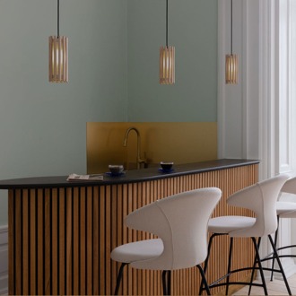 UMAGE Komorebi Mini hanglamp natural oak - met koordset zwart - Ø 11 cm Bruin