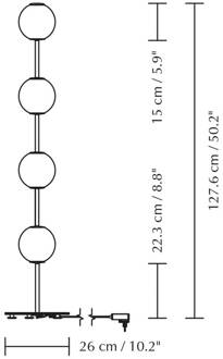 UMAGE LED vloerlamp Audrey, messingkleurig Hoogte 128 cm 4-lamps. messing, opaal