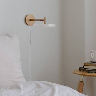 UMAGE LED wandlamp Asteria kort, wit, 25 cm, stekker wit, messing