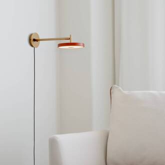 UMAGE LED wandlamp Asteria Long, oranje, 42 cm, stekker oranje, messing