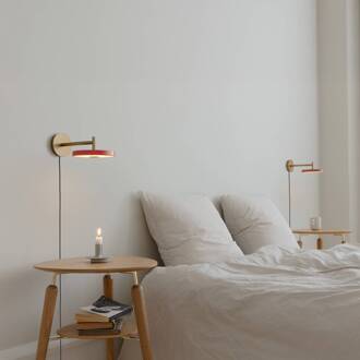 UMAGE LED wandlamp Asteria Short, rosé, 25 cm, stekker rosé, messing