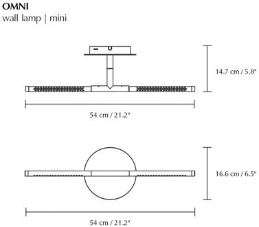 UMAGE LED wandlamp Omni, staalkleurig, breedte 54 cm, 2-lamps. geborsteld staal