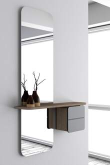 UMAGE One More Look spiegel anthracite grey - met houten kastje Grijs